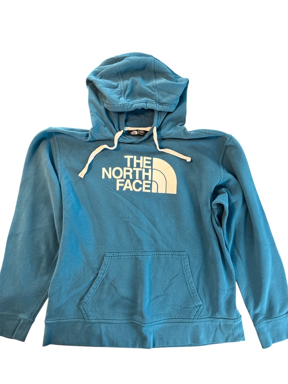 The North Face Teal Pullover Hoodie with White Drawcord